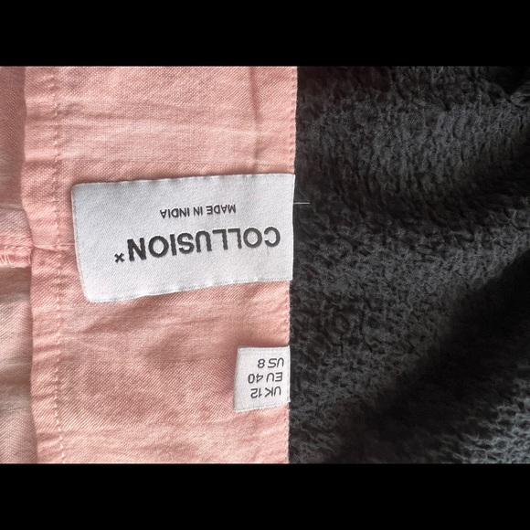 COLLUSION Pink Organic Cotton Seersucker Mini Apron Sundress- Never Worn - Picture 4 of 4